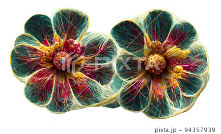 Slowly rotating flowers create synchrotron radiation, ornate flowers. ai. 94357939