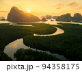 Aerial  view sunrise at Samet Nang She view point, Phangnga, Thailand 94358175