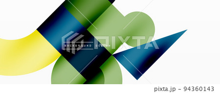 Circle and square geometric background. Round shapes with squares and triangles composition for wallpaper, banner, background or landing 94360143