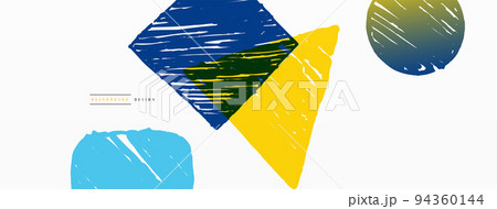 Abstract background. Hand drawn geometric shape - square, circle and triangle. Craft business concept template for wallpaper, banner, background or landing 94360144