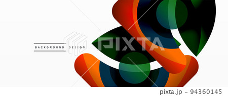 Abstract background with color geometric shapes. Beautiful minimal backdrop with round shapes circles and lines. Geometrical design. Vector illustration 94360145