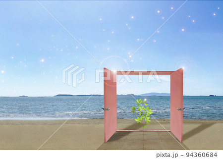 海辺に立つピンクのどこでもドア 海辺に立つピンクのどこでもドア 94360684
