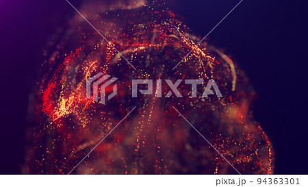 3D rendering of a multicolored, vibrant, abstract cloud of particles in space 3D rendering of a multicolored, vibrant, abstract cloud of particles in space 94363301