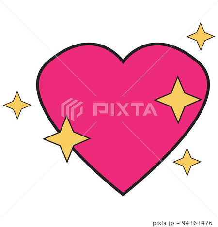 sparkling heart love emoji icon on white background. iphone shine heart emoji sign. pink heart emoji. flat style.  94363476