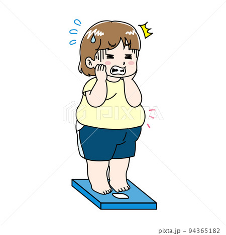 Illustration of a fat and shocked woman on a... - Stock Illustration  [94365182] - PIXTA