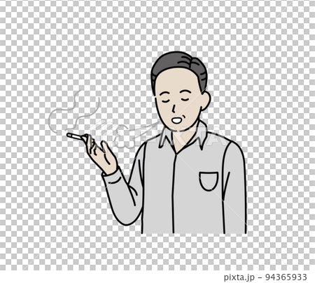 一個中年男子抽煙，抽煙，休息，插圖 94365933