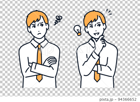 悩みを解決したビジネスマンのベクターイラスト素材 94366652