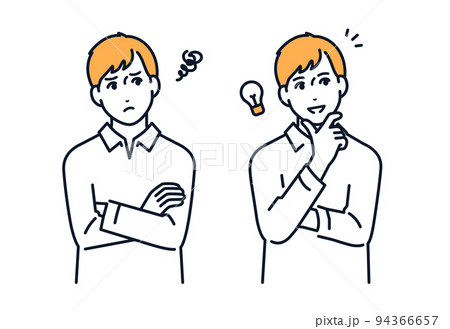 悩みを解決した男性のベクターイラスト素材 94366657