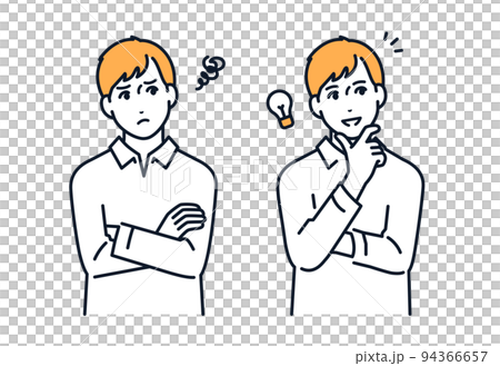 悩みを解決した男性のベクターイラスト素材 94366657
