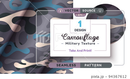 Camouflage seamless pattern, military texture, war fabric 94367612