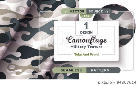 Camouflage seamless pattern, military texture, war fabric 94367614