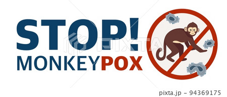 Monkey Pox virus Poster to inform about the pandemic and spread of the disease Images of human virus and monkey Vector Illustration 94369175