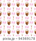 lock, key iron vintage pink love letter watercolor, solated on white background. 94369178