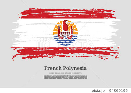French Polynesia flag with brush stroke effect and information text poster, vector French Polynesia flag with brush stroke effect and information text poster, vector 94369196