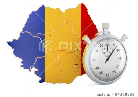 Romanian map with stopwatch, 3D rendering 94369539