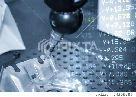 Abstract scene of multi-axis CMM machine and G-code data background. Abstract scene of multi-axis CMM machine and G-code data background. 94369589
