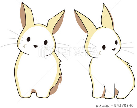 大きな耳をたててつぶらな瞳で可愛い表情をしているふわふわの可愛いうさぎ 94370346