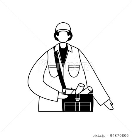 Vector illustration of a postman with a bag of letters and newspapers. Profession. Vector illustration of a postman with a bag of letters and newspapers. Profession. 94370806
