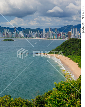 Balneario Camboriu city in Brazil and sandy beach with sea 94371028