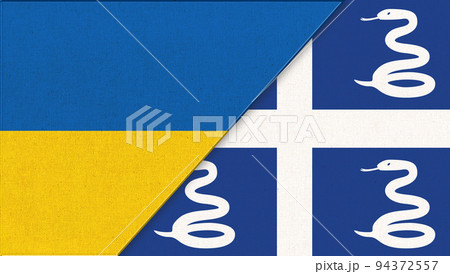 Ukraine and Martinique flags in illustration. Flag of Ukraine and Martinique 94372557