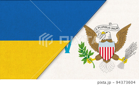 Flag of Ukraine and American Samoa- 3D illustration. Two Countries 94373604