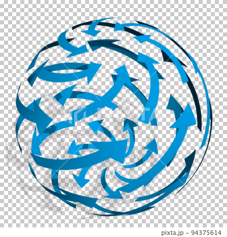 Spherically rotating 7-way arrow blue vector illustration Spherically rotating 7-way arrow blue vector illustration 94375614