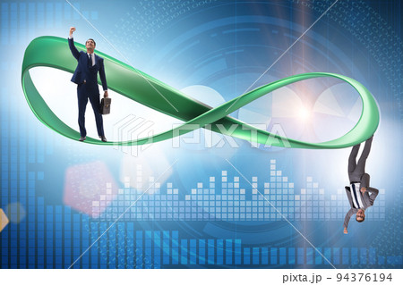 Businessman running on the endless loop Businessman running on the endless loop 94376194