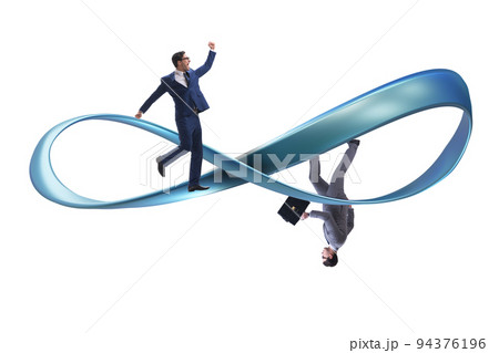 Businessman running on the endless loop 94376196