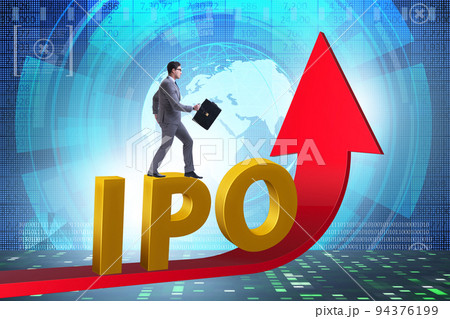 Businessman in the initial public offering IPO concept 94376199