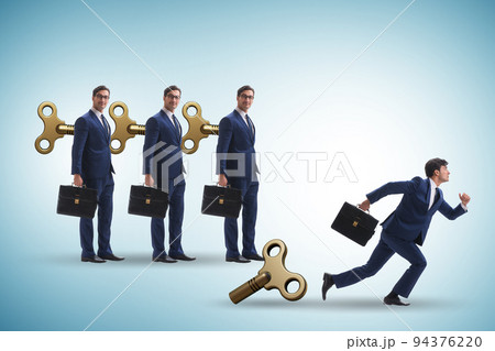 Concept of businessman escaping from office routine Concept of businessman escaping from office routine 94376220