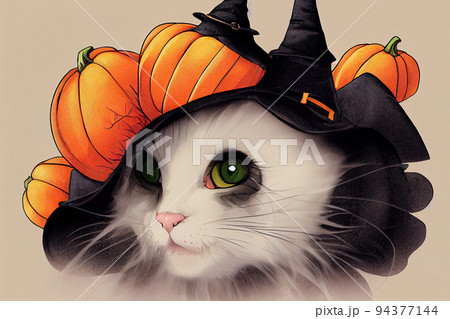 Funny Halloween Witch Themed Kitten ,toon style Funny Halloween Witch Themed Kitten ,toon style 94377144