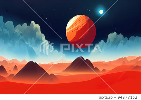 ars surface, alien planet landscape, Space game background with orange ground 94377152