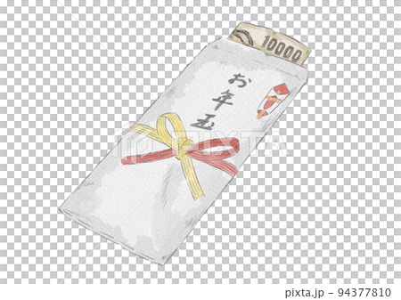 Illustration of an opened New Year's gift bag (watercolor style) Illustration of an opened New Year's gift bag (watercolor style) 94377810