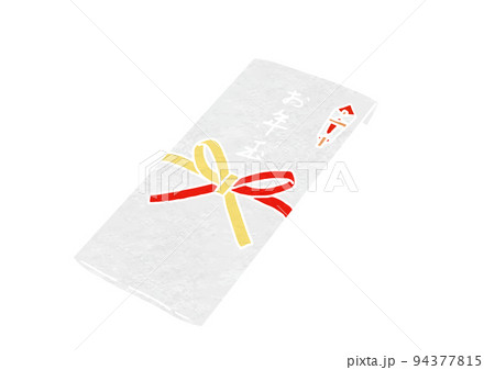 お年玉のポチ袋のイラスト（版画風） 94377815