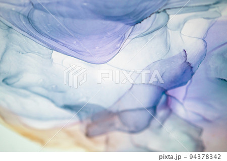 Part of original alcohol ink painting. Modern art. Abstract colorful background, wallpaper. Marble texture. Fluid Art for modern banners, ethereal graphic design. 94378342