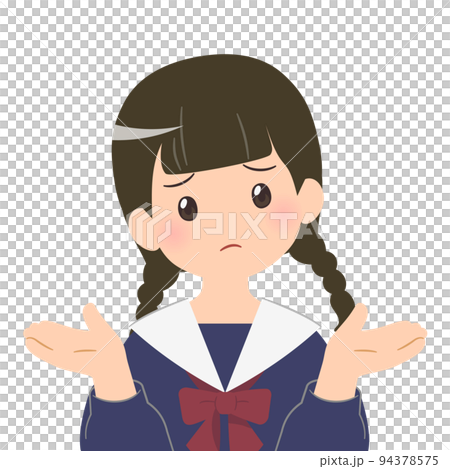 Bust-up illustration of a female student who is giving up Bust-up illustration of a female student who is giving up 94378575