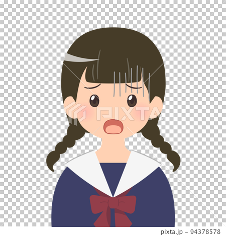 一名臉色蒼白的女學生的上身插圖 一名臉色蒼白的女學生的上身插圖 94378578
