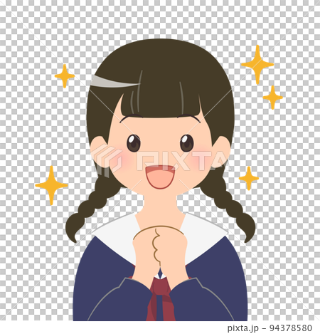 喜ぶ 女子学生のバストアップイラスト 94378580