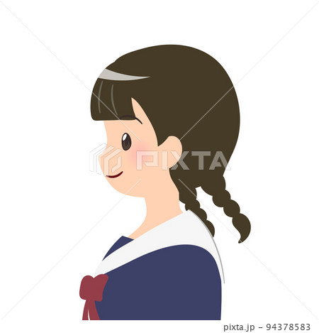 女子学生の横顔 バストアップイラスト 女子学生の横顔 バストアップイラスト 94378583