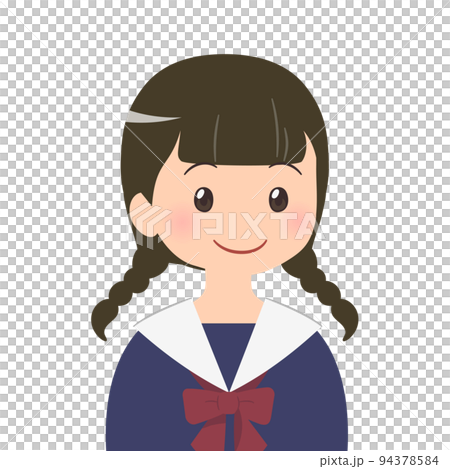 面向右側的女學生上身插圖 面向右側的女學生上身插圖 94378584