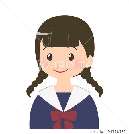 女子学生のバストアップイラスト 左向き 女子学生のバストアップイラスト 左向き 94378585