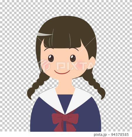 一名女學生面向左的半身像插圖 一名女學生面向左的半身像插圖 94378585