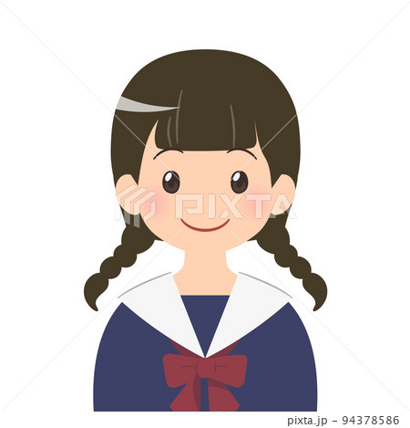 女子学生のバストアップイラスト 正面 94378586
