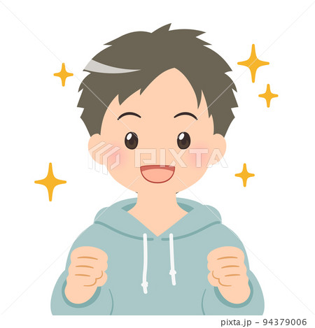 喜ぶ 若い男性のバストアップイラスト 喜ぶ 若い男性のバストアップイラスト 94379006