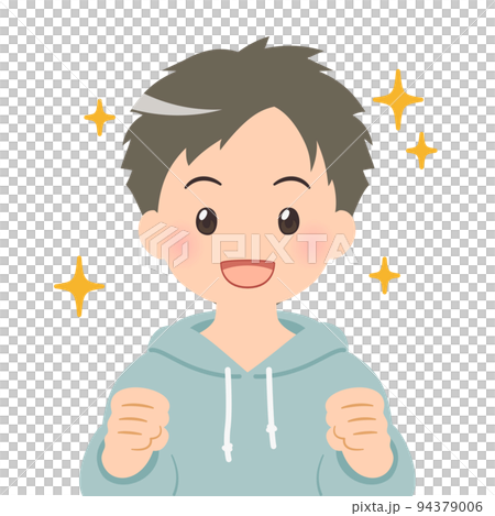 喜ぶ 若い男性のバストアップイラスト 喜ぶ 若い男性のバストアップイラスト 94379006