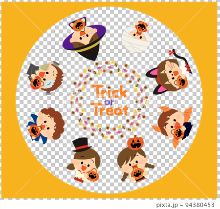 Children who came to get candy for Halloween 94380453