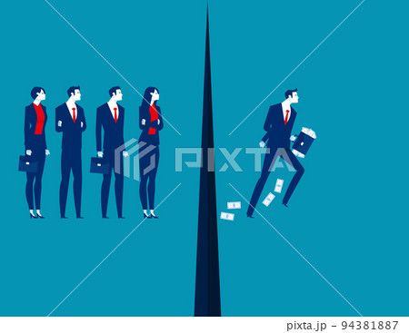 Business leader took the money bag and abandoned his companision. Business fundraising and fraud Business leader took the money bag and abandoned his companision. Business fundraising and fraud 94381887