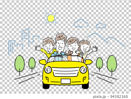 Vector illustration material: Family drive in the fresh green season 94382168