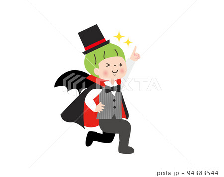 ドラキュラの仮装をした笑顔の男の子のイラスト 94383544