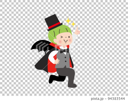 ドラキュラの仮装をした笑顔の男の子のイラスト 94383544